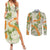 Aloha Festive Hawaii Couples Matching Summer Maxi Dress and Long Sleeve Button Shirt Mokihana - Maile Leis in Muted Summer - Polynesian Pride