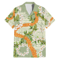 Aloha Festive Hawaii Family Matching Mermaid Dress and Hawaiian Shirt Mokihana - Maile Leis in Muted Summer - Polynesian Pride