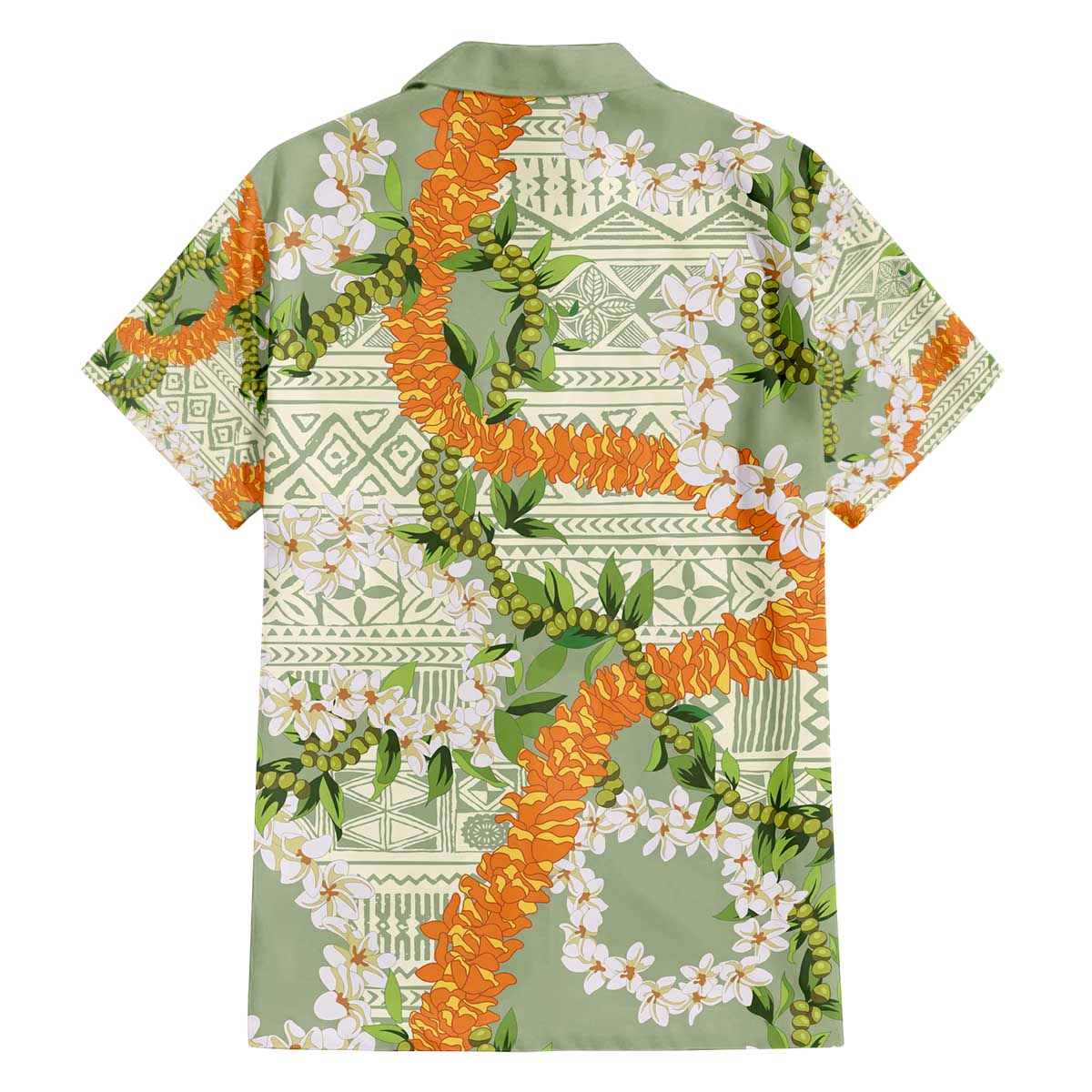Aloha Festive Hawaii Family Matching Off The Shoulder Long Sleeve Dress and Hawaiian Shirt Mokihana - Maile Leis in Muted Summer - Polynesian Pride