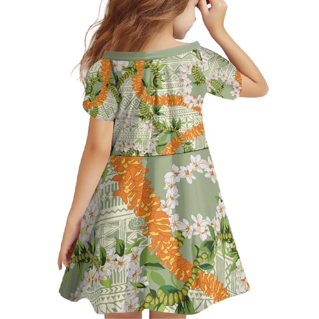 Aloha Festive Hawaii Family Matching Short Sleeve Bodycon Dress and Hawaiian Shirt Mokihana - Maile Leis in Muted Summer - Polynesian Pride