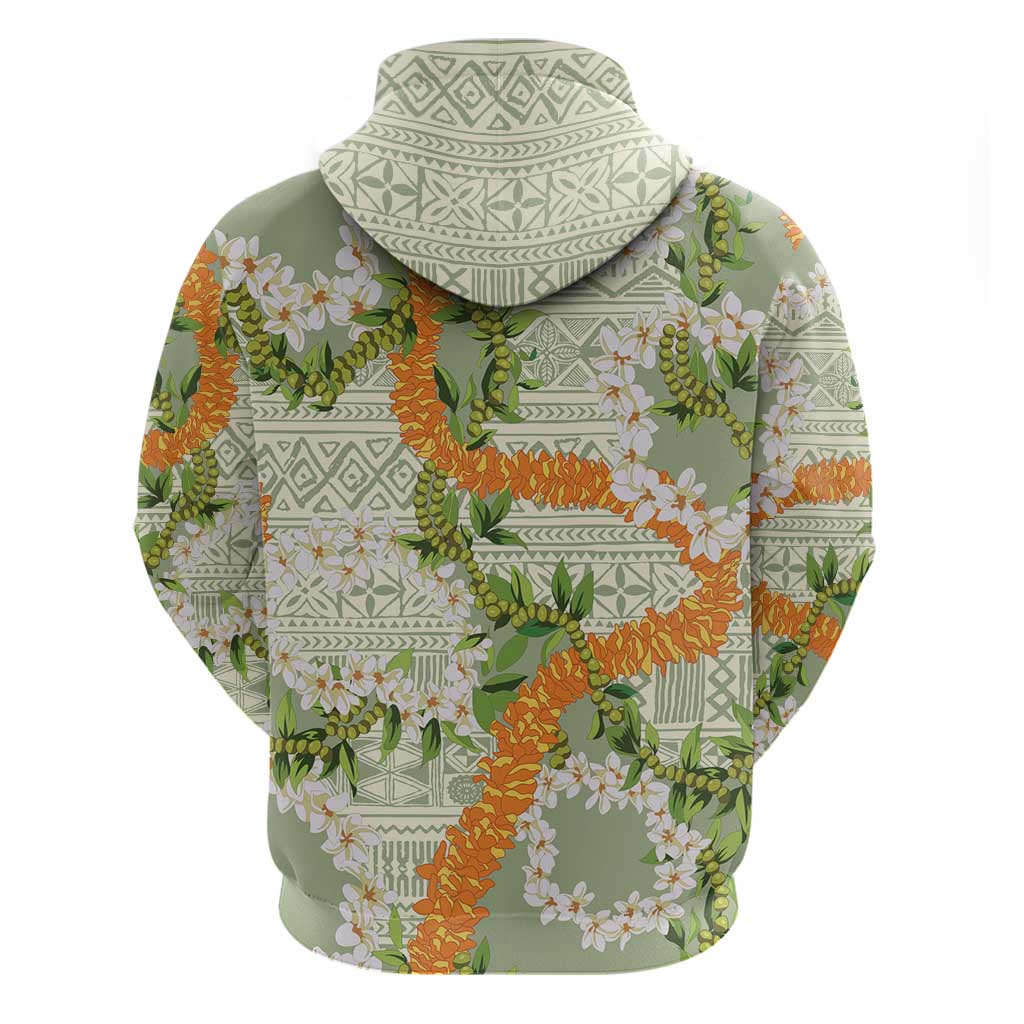 Aloha Festive Hawaii Hoodie Mokihana - Maile Leis in Muted Summer - Polynesian Pride