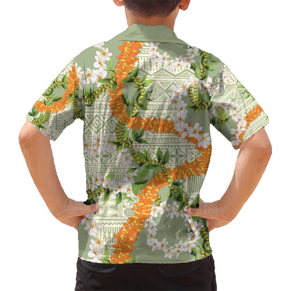Aloha Festive Hawaii Kid Hawaiian Shirt Mokihana - Maile Leis in Muted Summer LT7 - Polynesian Pride