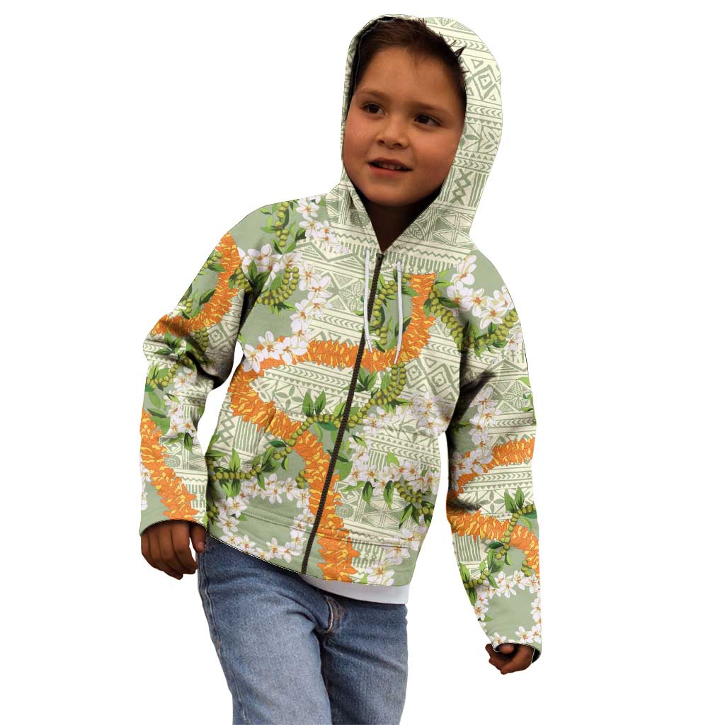 Aloha Festive Hawaii Kid Hoodie Mokihana - Maile Leis in Muted Summer - Polynesian Pride