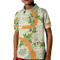 Aloha Festive Hawaii Kid Polo Shirt Mokihana - Maile Leis in Muted Summer - Polynesian Pride