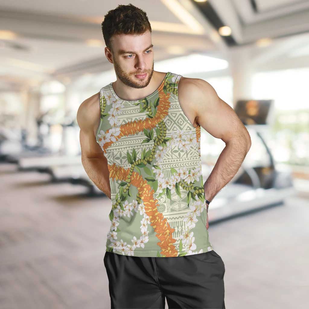 Aloha Festive Hawaii Men Tank Top Mokihana - Maile Leis in Muted Summer - Polynesian Pride