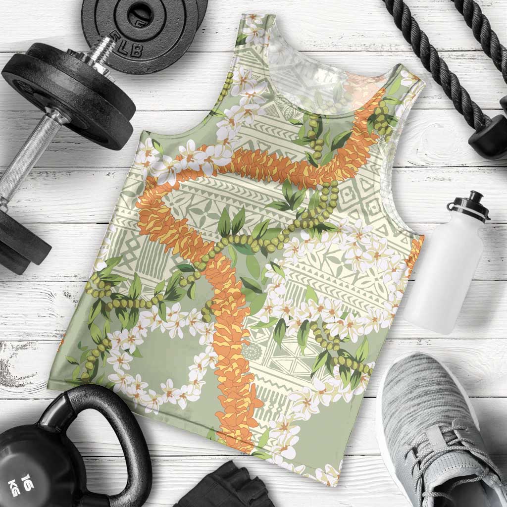 Aloha Festive Hawaii Men Tank Top Mokihana - Maile Leis in Muted Summer - Polynesian Pride