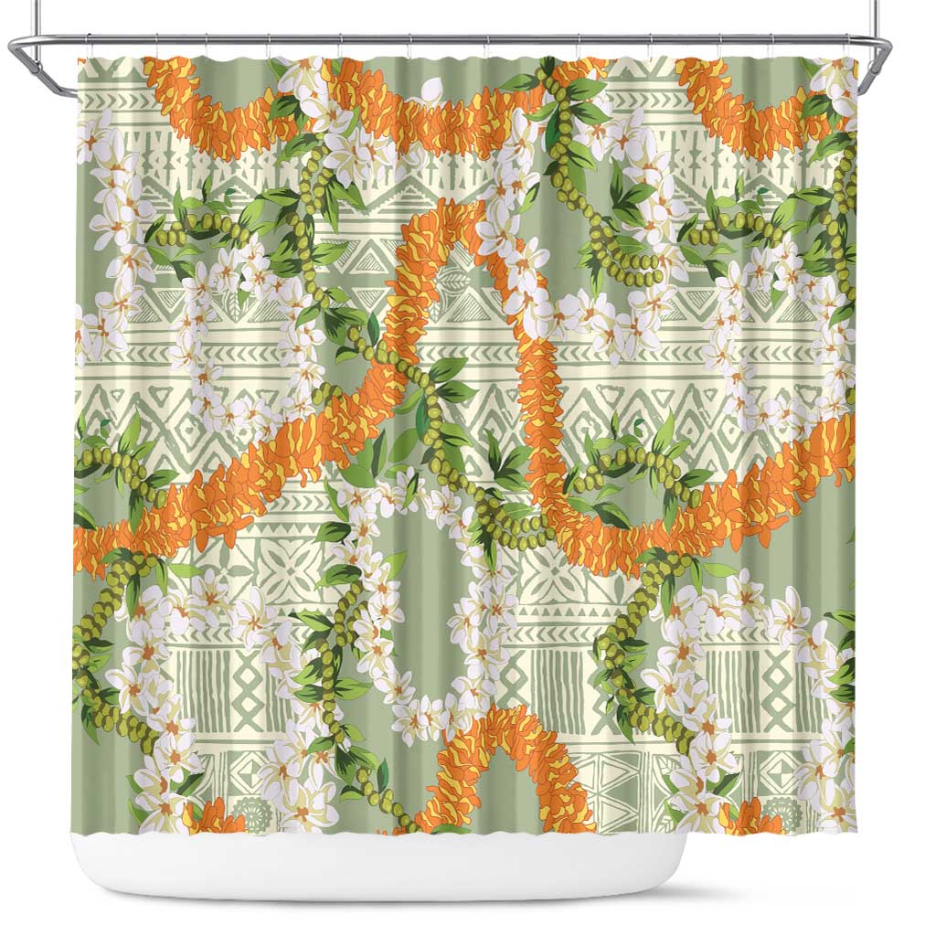 Aloha Festive Hawaii Shower Curtain Mokihana - Maile Leis in Muted Summer - Polynesian Pride