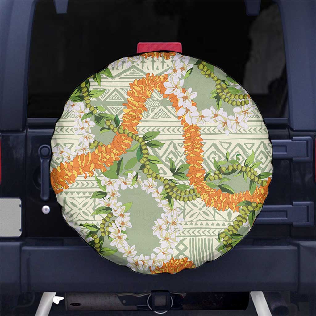 Aloha Festive Hawaii Spare Tire Cover Mokihana - Maile Leis in Muted Summer - Polynesian Pride