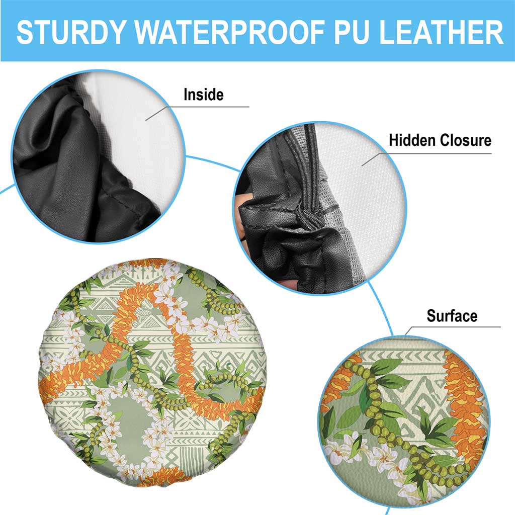 Aloha Festive Hawaii Spare Tire Cover Mokihana - Maile Leis in Muted Summer - Polynesian Pride