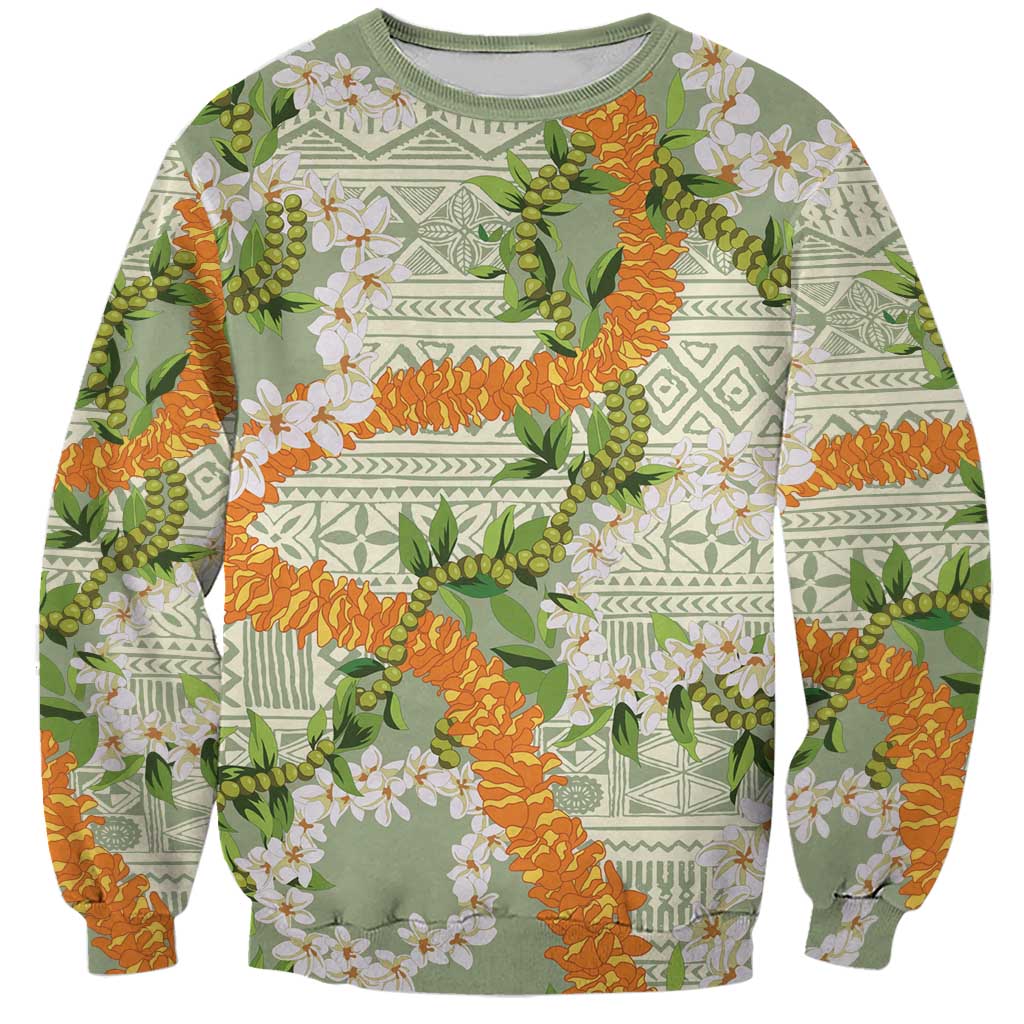 Aloha Festive Hawaii Sweatshirt Mokihana - Maile Leis in Muted Summer - Polynesian Pride