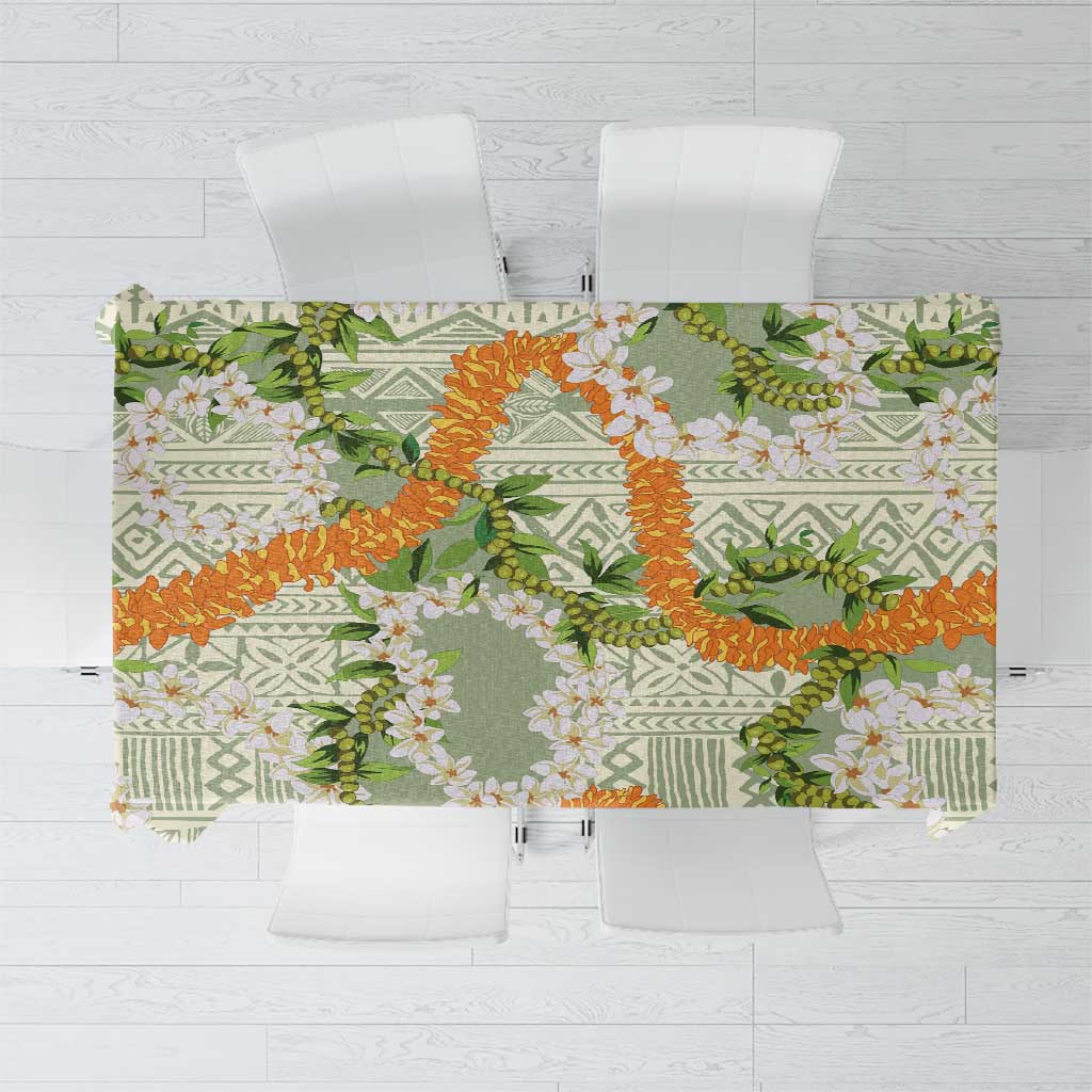 Aloha Festive Hawaii Tablecloth Mokihana - Maile Leis in Muted Summer - Polynesian Pride