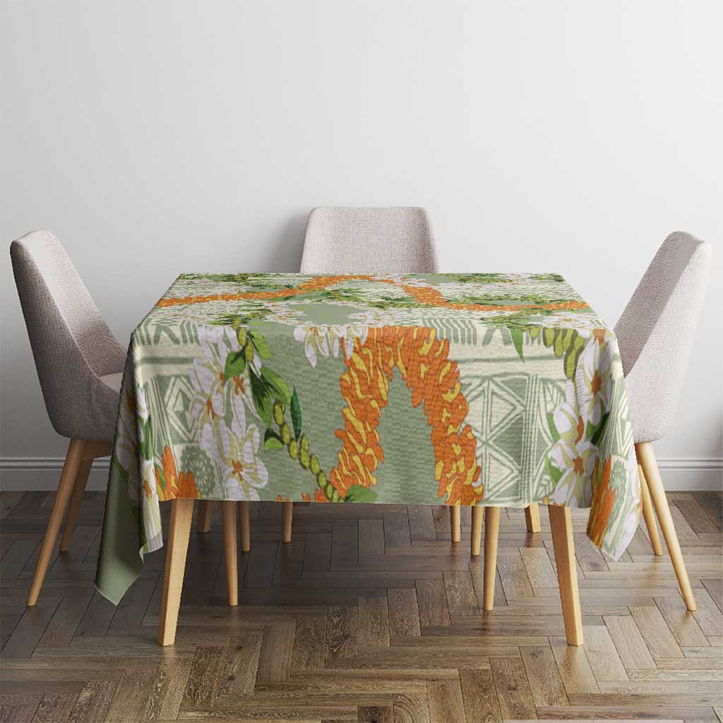 Aloha Festive Hawaii Tablecloth Mokihana - Maile Leis in Muted Summer - Polynesian Pride
