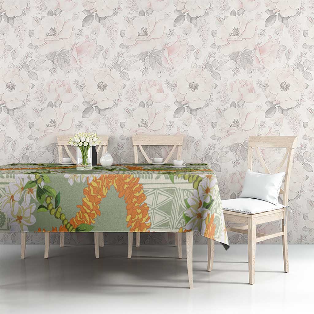 Aloha Festive Hawaii Tablecloth Mokihana - Maile Leis in Muted Summer - Polynesian Pride