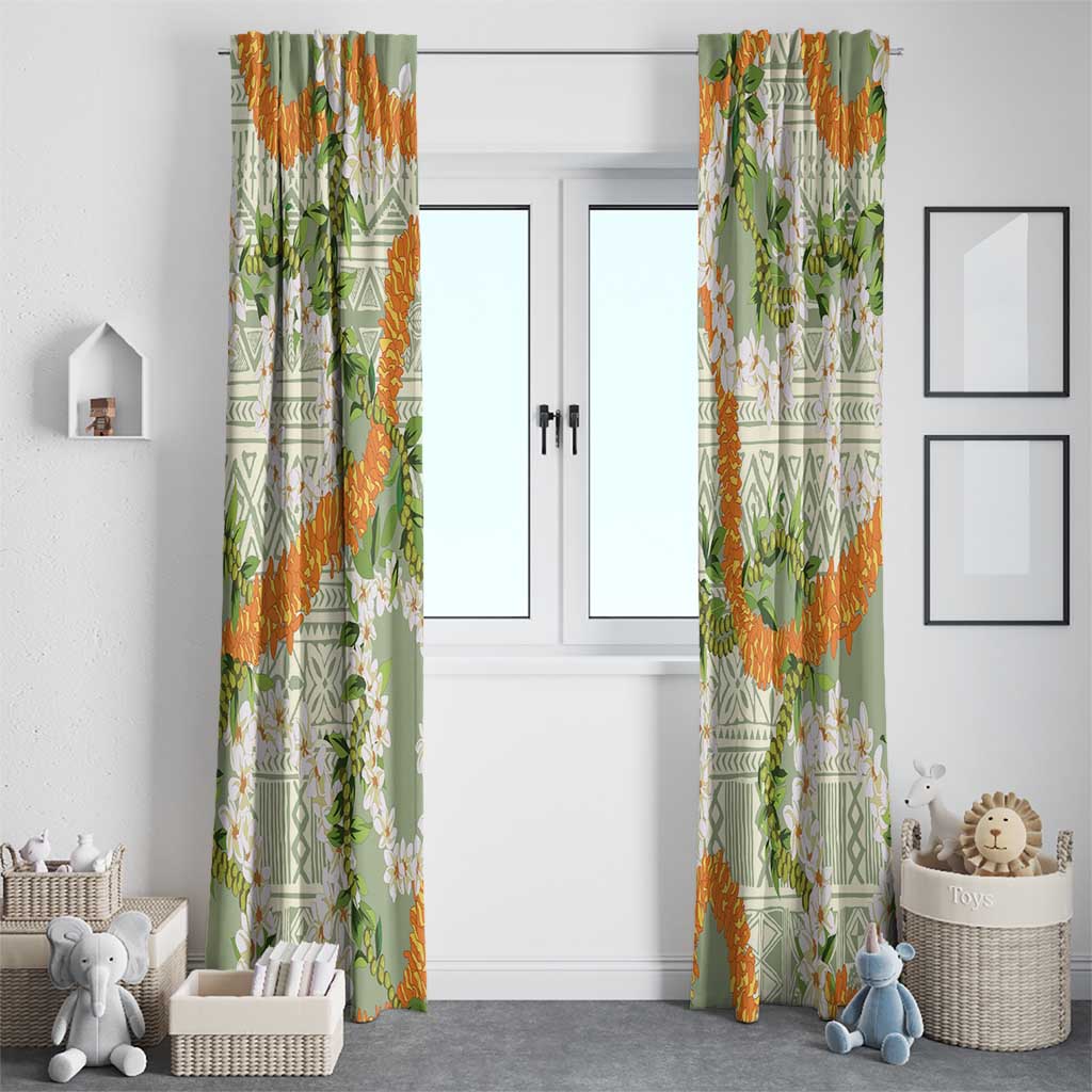 Aloha Festive Hawaii Window Curtain Mokihana - Maile Leis in Muted Summer - Polynesian Pride