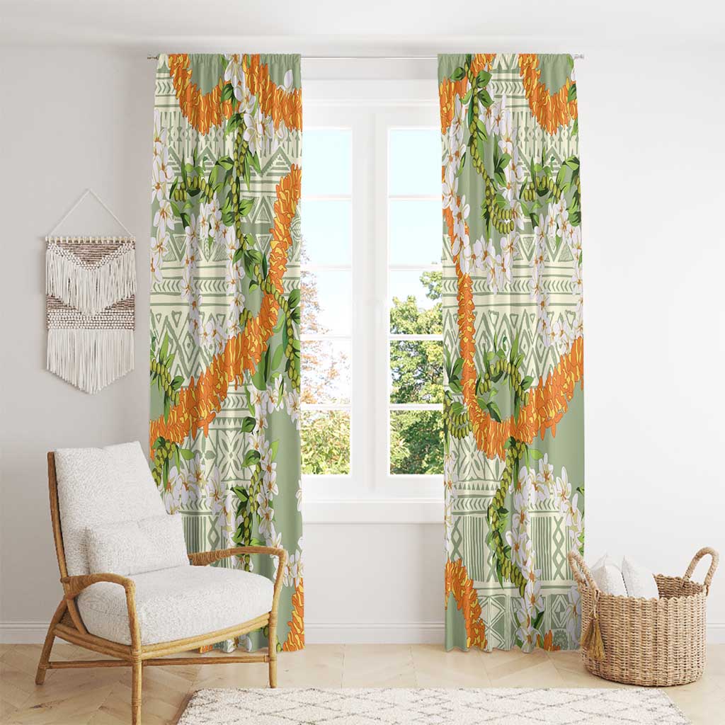 Aloha Festive Hawaii Window Curtain Mokihana - Maile Leis in Muted Summer - Polynesian Pride