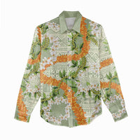 Aloha Festive Hawaii Women Casual Shirt Mokihana - Maile Leis in Muted Summer - Polynesian Pride