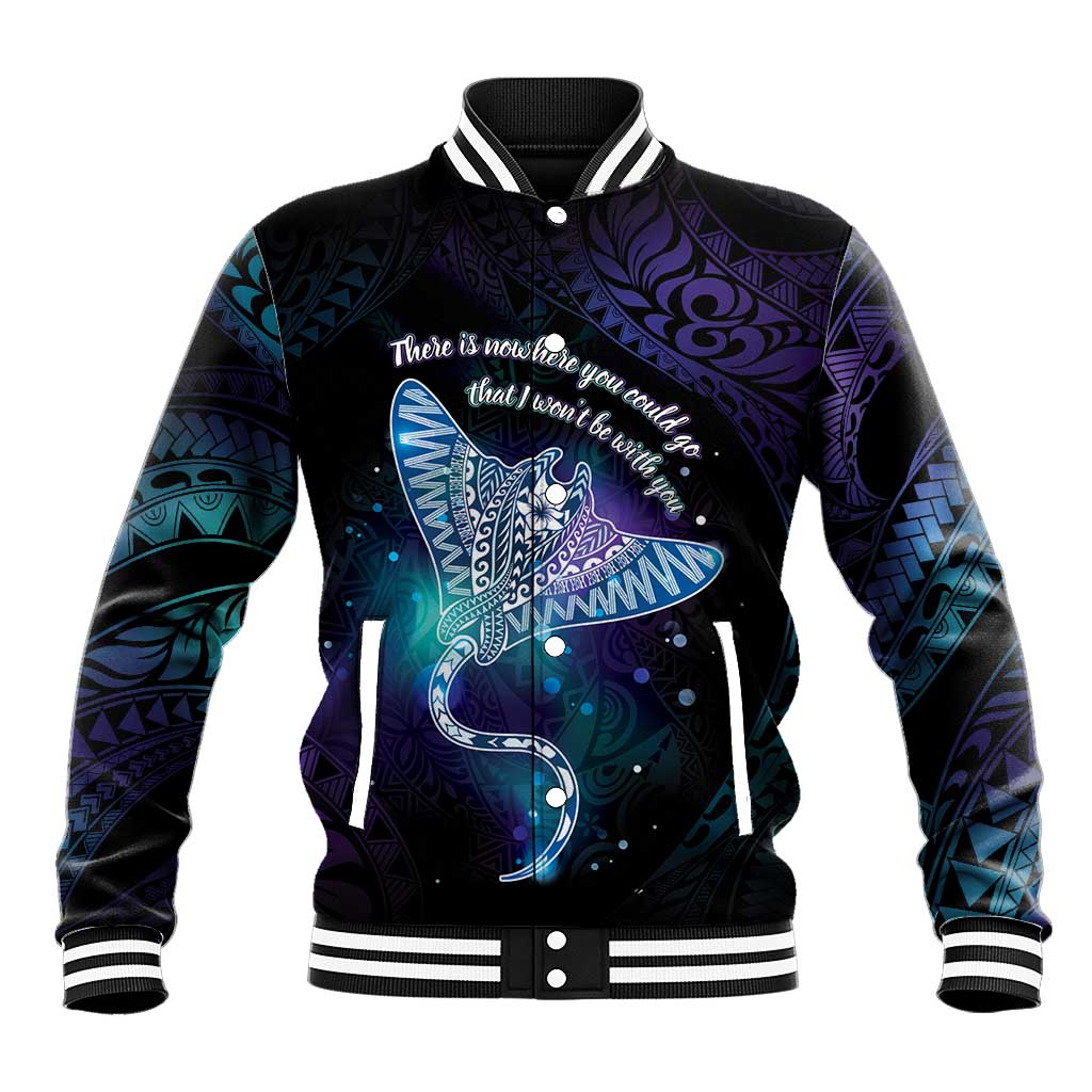 Polynesian Tala Manta Ray Baseball Jacket Nowhere You Could Go That I Won't Be With You - Polynesian Pride