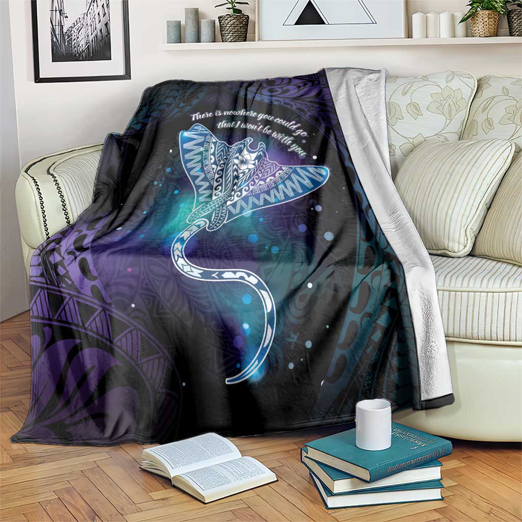 Polynesian Tala Manta Ray Blanket Nowhere You Could Go That I Won't Be With You LT7 Purple Teal - Polynesian Pride