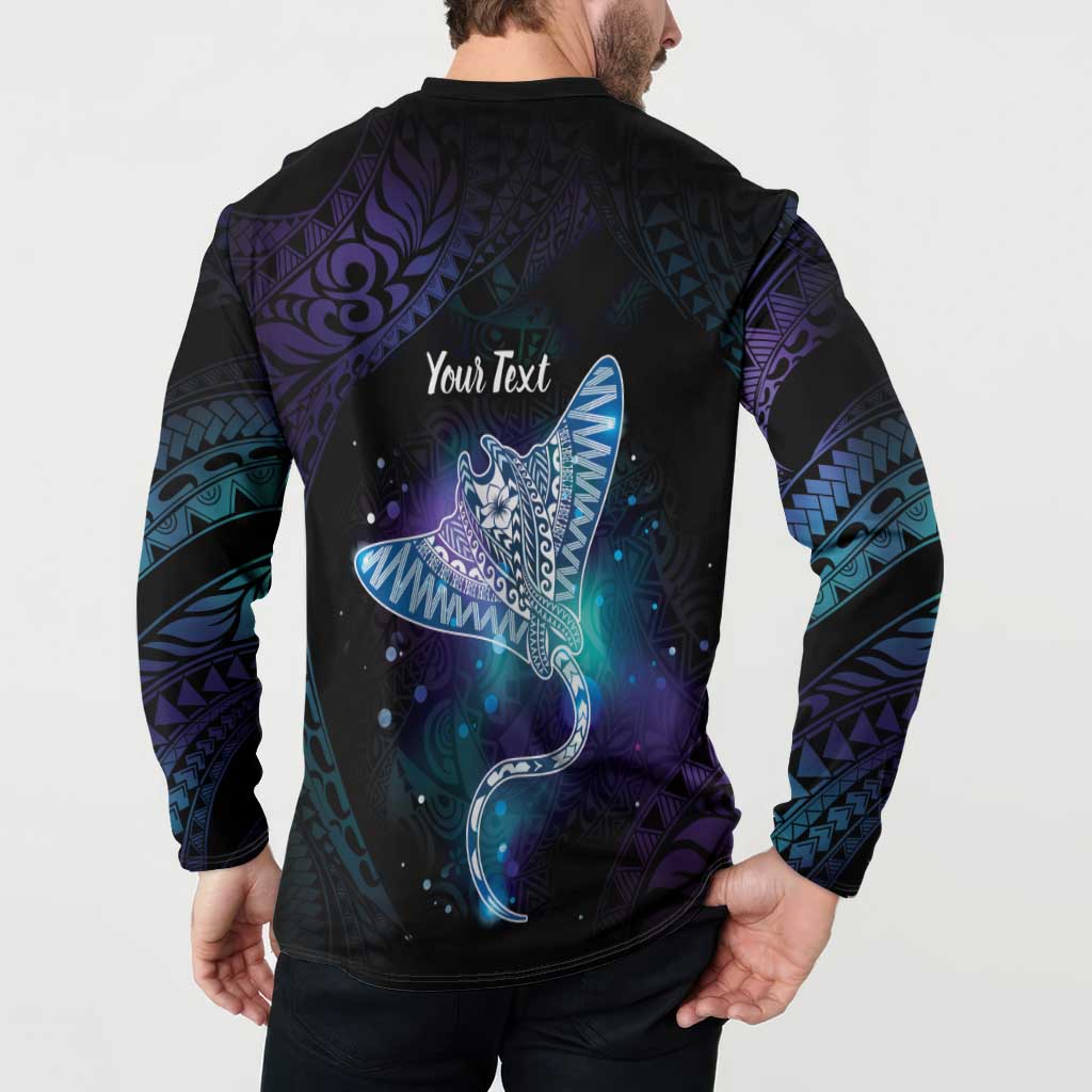 Polynesian Tala Manta Ray Button Sweatshirt Nowhere You Could Go That I Won't Be With You - Polynesian Pride