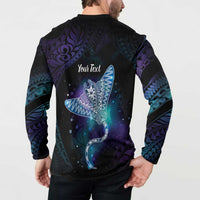 Polynesian Tala Manta Ray Button Sweatshirt Nowhere You Could Go That I Won't Be With You - Polynesian Pride