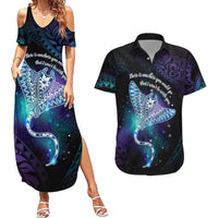 Polynesian Tala Manta Ray Couples Matching Summer Maxi Dress and Hawaiian Shirt Nowhere You Could Go That I Won't Be With You - Polynesian Pride