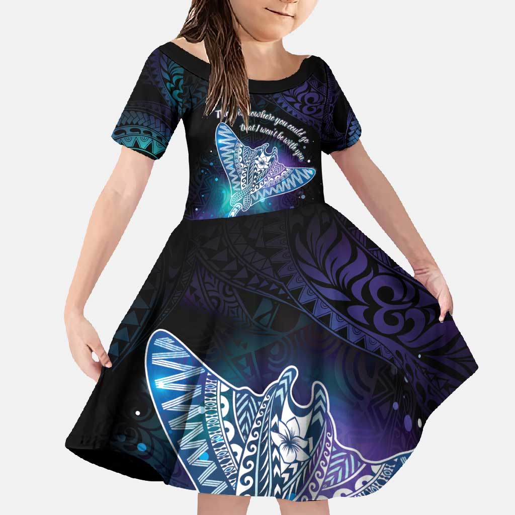 Polynesian Tala Manta Ray Family Matching Long Sleeve Bodycon Dress and Hawaiian Shirt Nowhere You Could Go That I Won't Be With You - Polynesian Pride