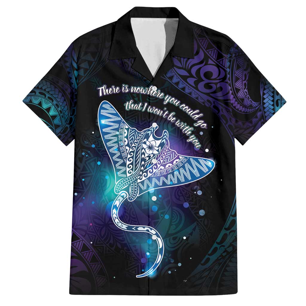 Polynesian Tala Manta Ray Family Matching Off Shoulder Maxi Dress and Hawaiian Shirt Nowhere You Could Go That I Won't Be With You - Polynesian Pride