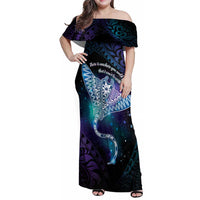 Polynesian Tala Manta Ray Family Matching Off Shoulder Maxi Dress and Hawaiian Shirt Nowhere You Could Go That I Won't Be With You - Polynesian Pride