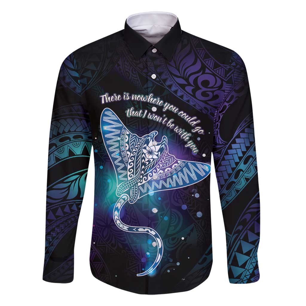 Polynesian Tala Manta Ray Family Matching Off Shoulder Short Dress and Hawaiian Shirt Nowhere You Could Go That I Won't Be With You - Polynesian Pride