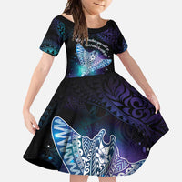 Polynesian Tala Manta Ray Family Matching Short Sleeve Bodycon Dress and Hawaiian Shirt Nowhere You Could Go That I Won't Be With You - Polynesian Pride
