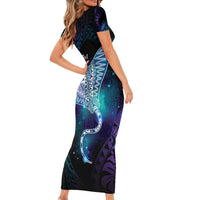 Polynesian Tala Manta Ray Family Matching Short Sleeve Bodycon Dress and Hawaiian Shirt Nowhere You Could Go That I Won't Be With You - Polynesian Pride