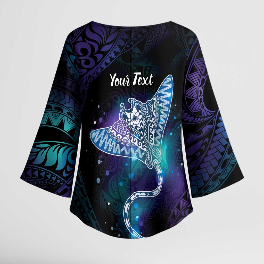 Polynesian Tala Manta Ray Kimono Sleeve Blouse Nowhere You Could Go That I Won't Be With You - Polynesian Pride