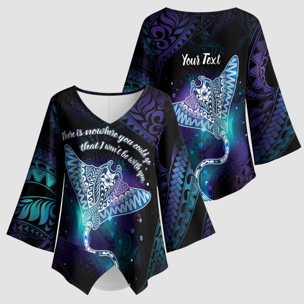 Polynesian Tala Manta Ray Kimono Sleeve Blouse Nowhere You Could Go That I Won't Be With You - Polynesian Pride