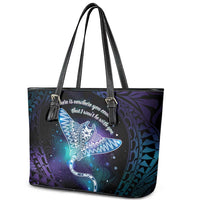 Polynesian Tala Manta Ray Leather Tote Bag Nowhere You Could Go That I Won't Be With You LT7 - Polynesian Pride