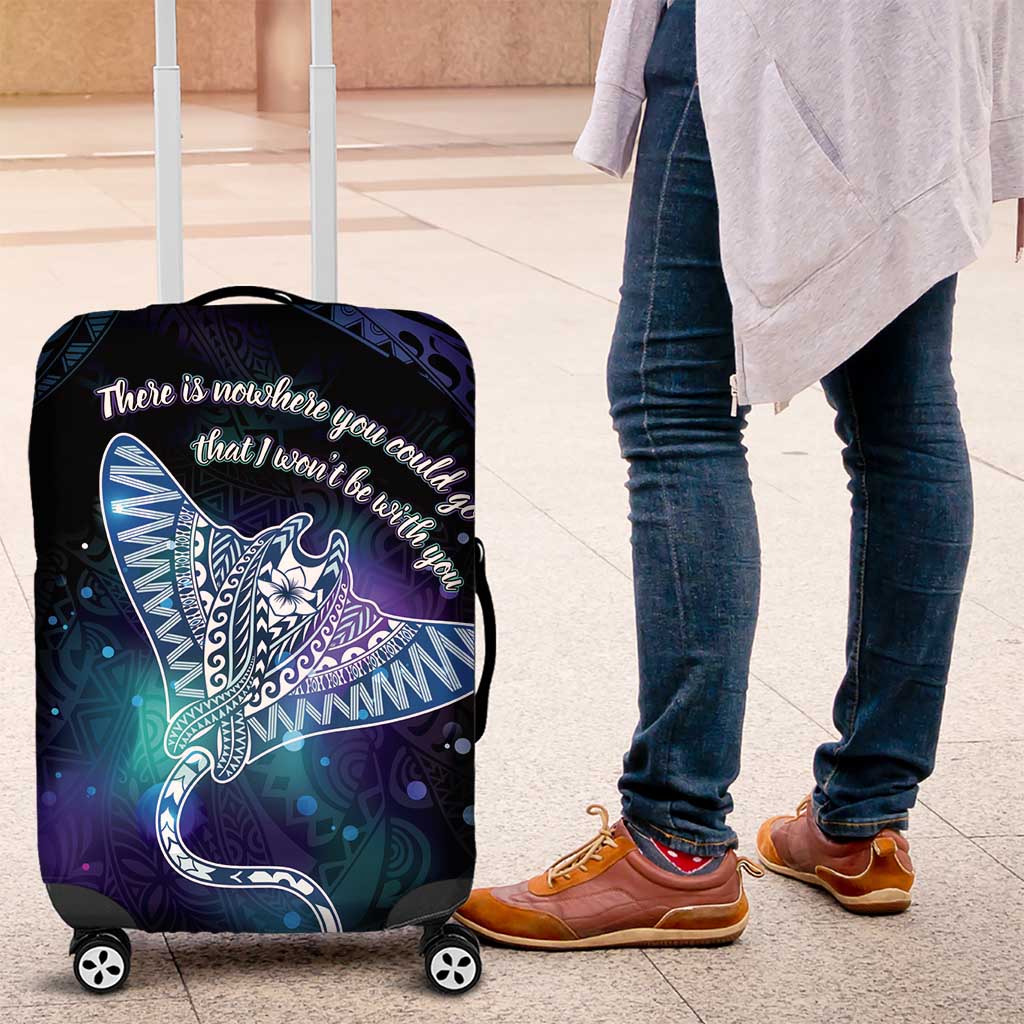 Polynesian Tala Manta Ray Luggage Cover Nowhere You Could Go That I Won't Be With You LT7 Purple Teal - Polynesian Pride