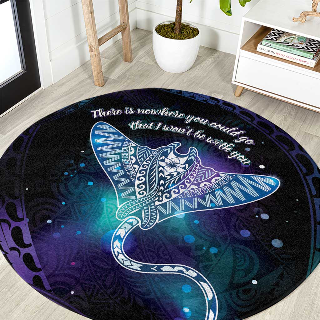 Polynesian Tala Manta Ray Round Carpet Nowhere You Could Go That I Won't Be With You LT7 Purple Teal - Polynesian Pride