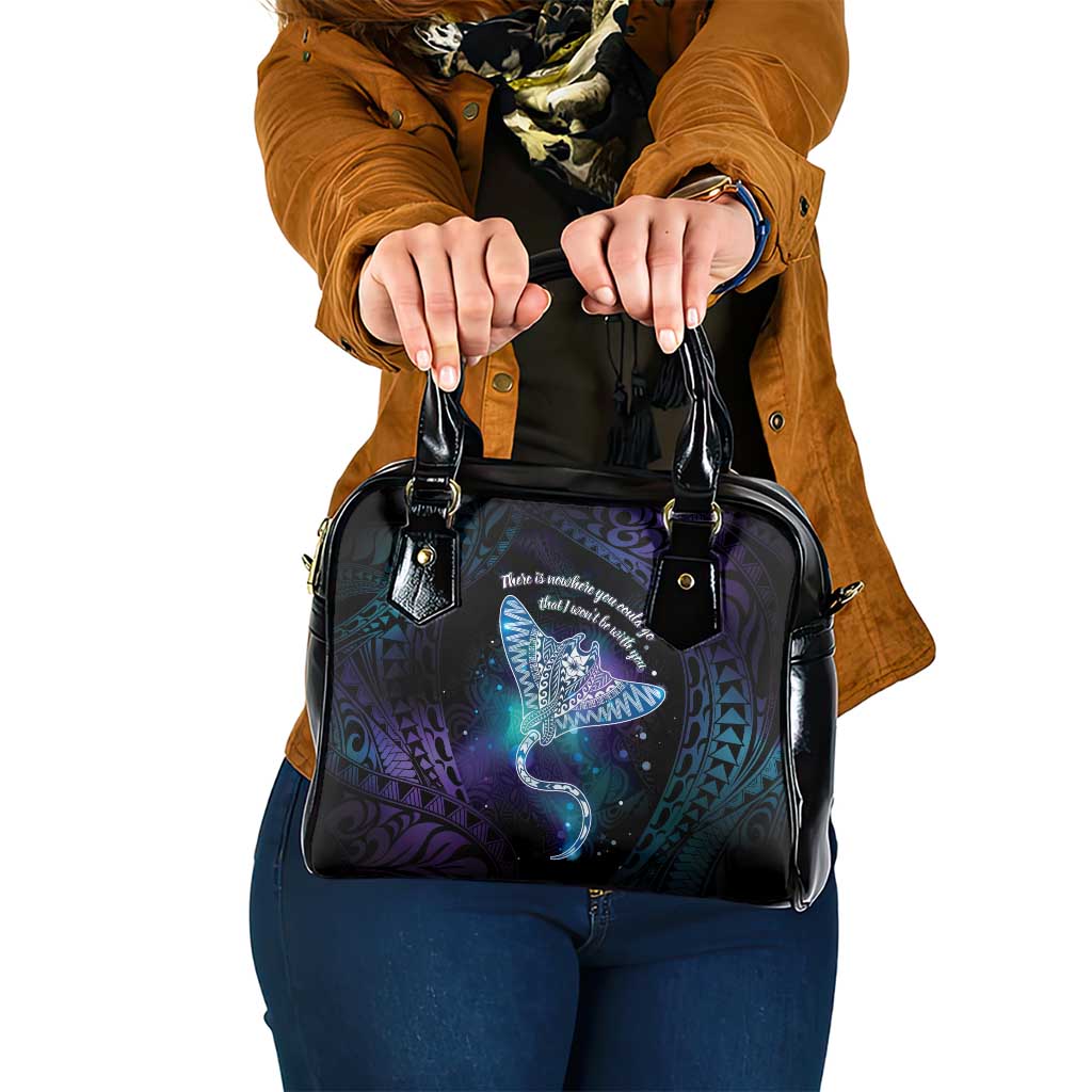 Polynesian Tala Manta Ray Shoulder Handbag Nowhere You Could Go That I Won't Be With You LT7 One Size Purple Teal - Polynesian Pride