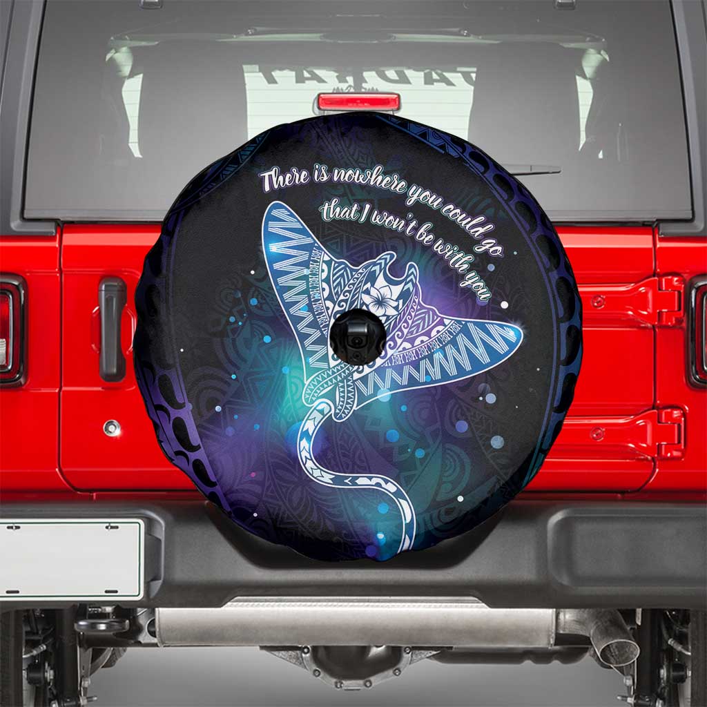 Polynesian Tala Manta Ray Spare Tire Cover Nowhere You Could Go That I Won't Be With You - Polynesian Pride