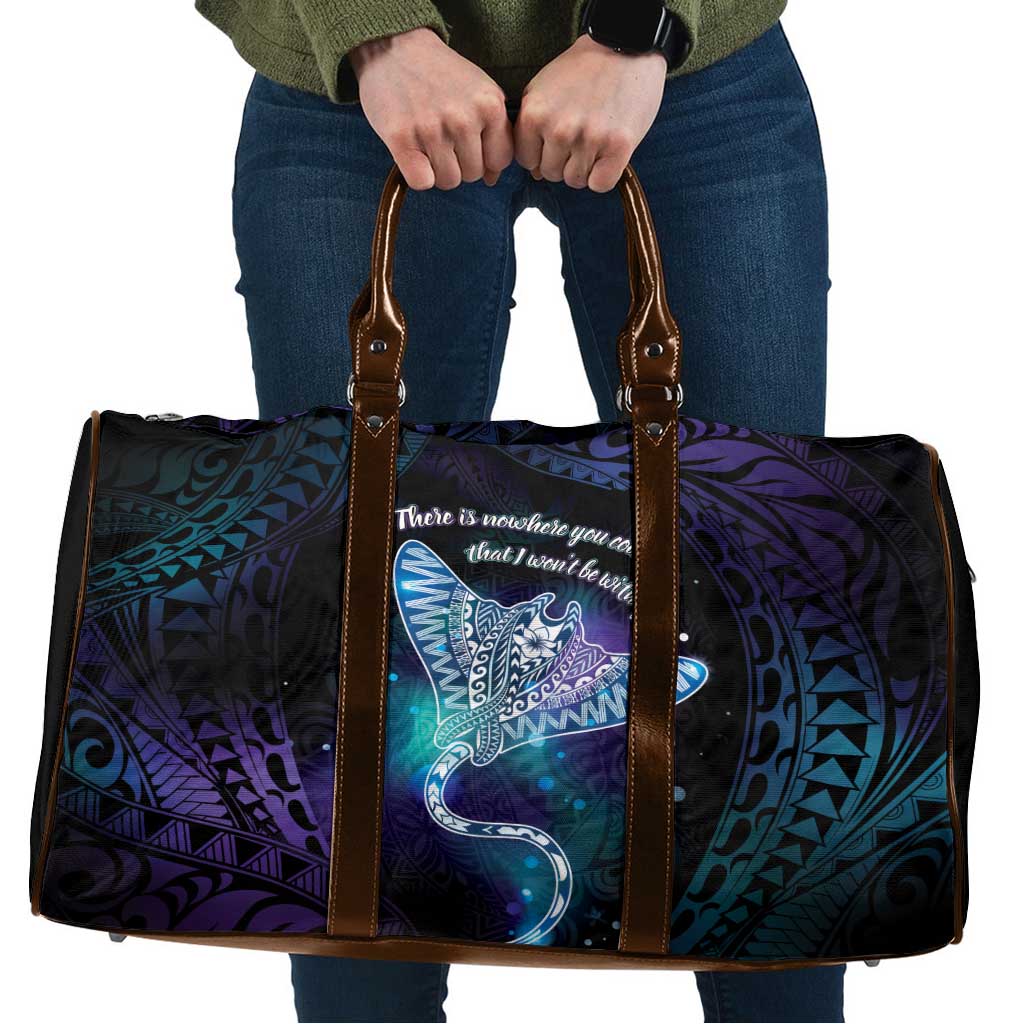 Polynesian Tala Manta Ray Travel Bag Nowhere You Could Go That I Won't Be With You LT7 Purple Teal - Polynesian Pride