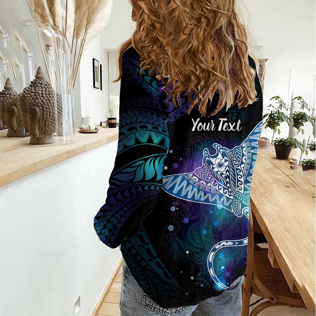 Polynesian Tala Manta Ray Women Casual Shirt Nowhere You Could Go That I Won't Be With You - Polynesian Pride