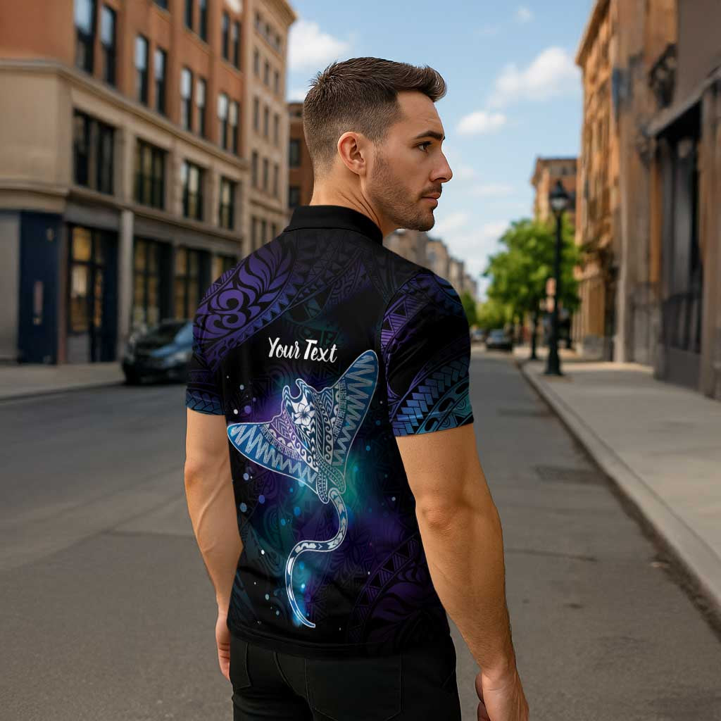 Polynesian Tala Manta Ray Zipper Polo Shirt Nowhere You Could Go That I Won't Be With You - Polynesian Pride