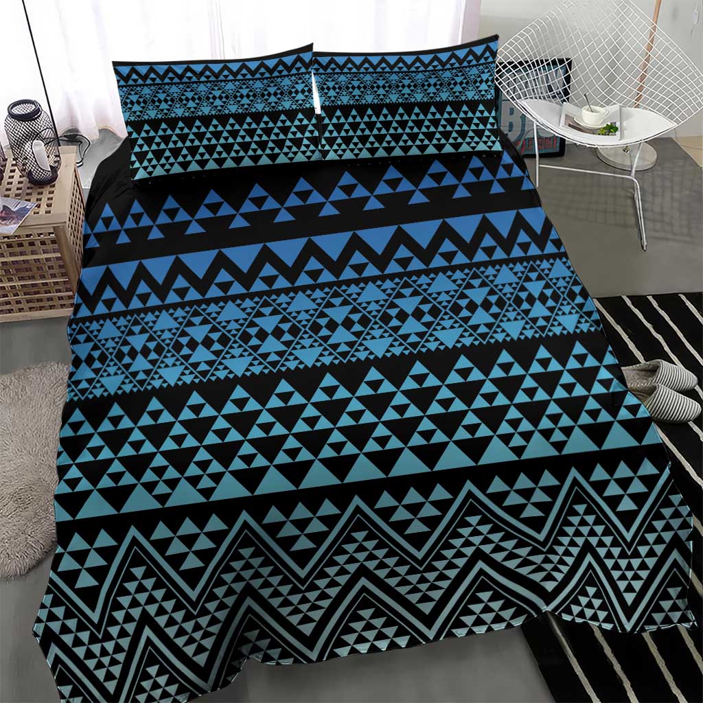 Maori Niho Taniwha Te Wheiao Bedding Set Moana Blue - Polynesian Pride