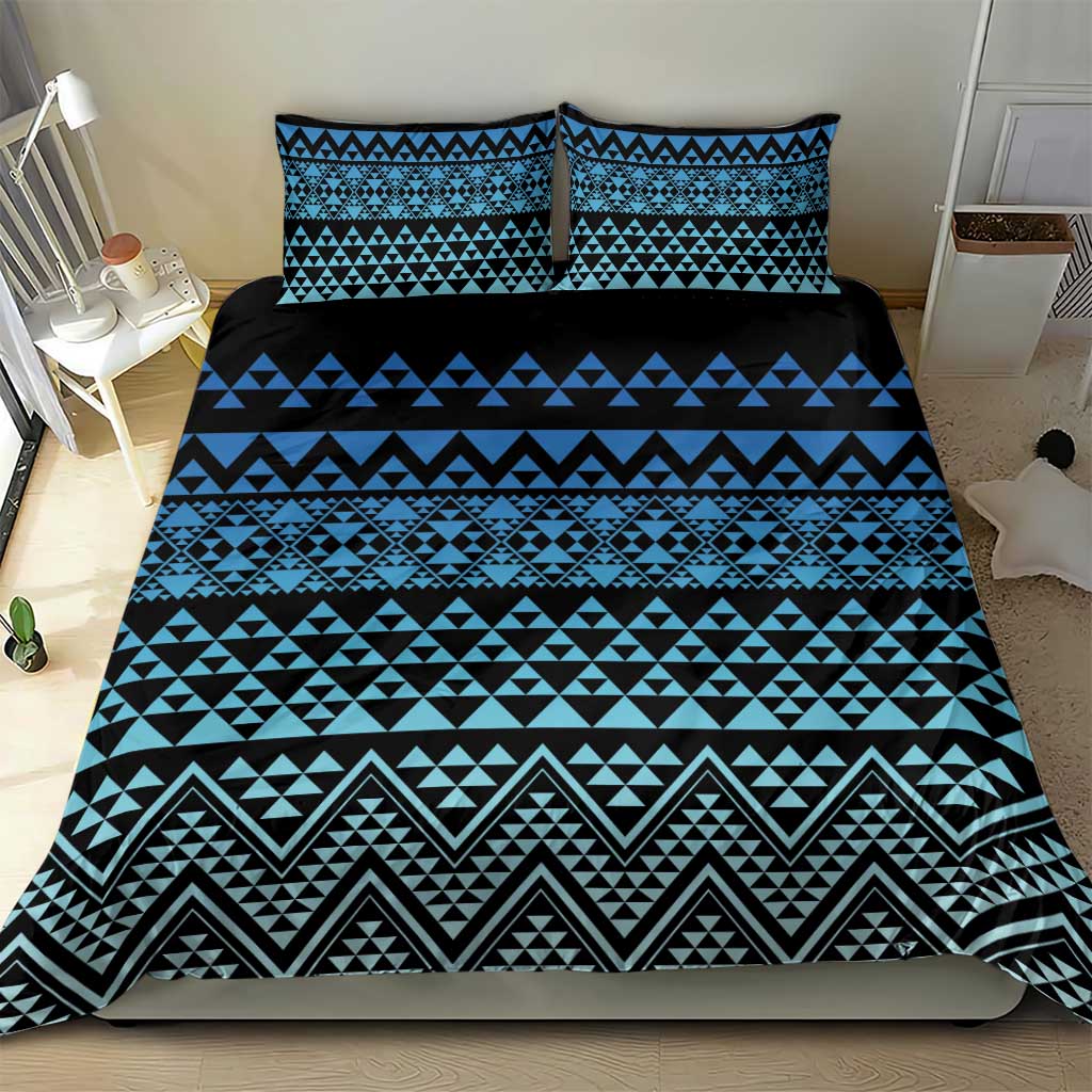 Maori Niho Taniwha Te Wheiao Bedding Set Moana Blue - Polynesian Pride