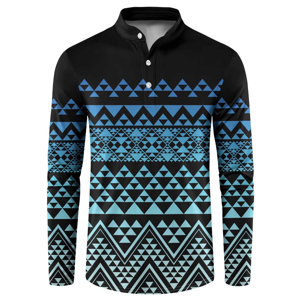 Maori Niho Taniwha Te Wheiao Button Sweatshirt Moana Blue LT7 Blue - Polynesian Pride