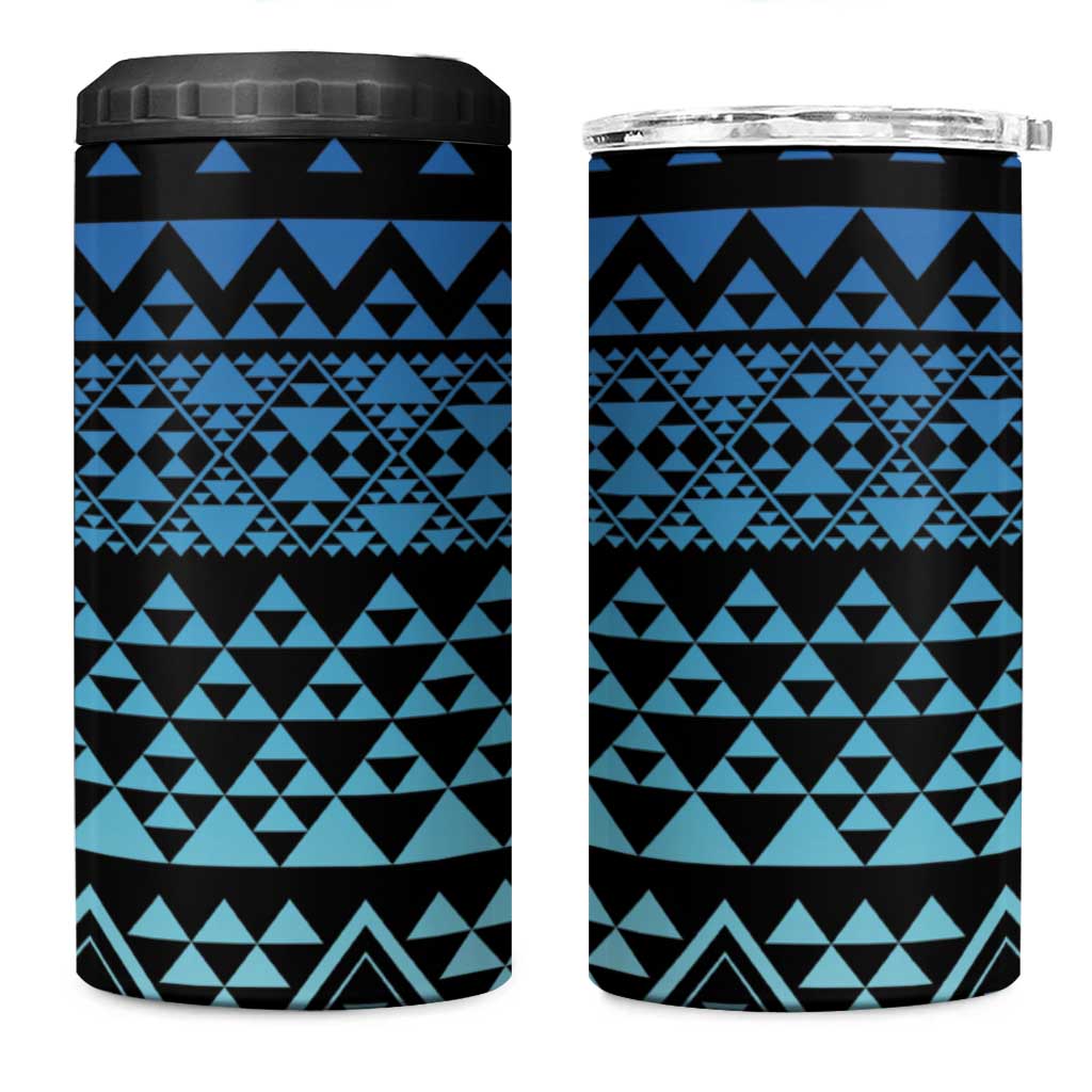 Maori Niho Taniwha Te Wheiao 4 in 1 Can Cooler Tumbler Moana Blue LT7 One Size: 16 oz Blue - Polynesian Pride