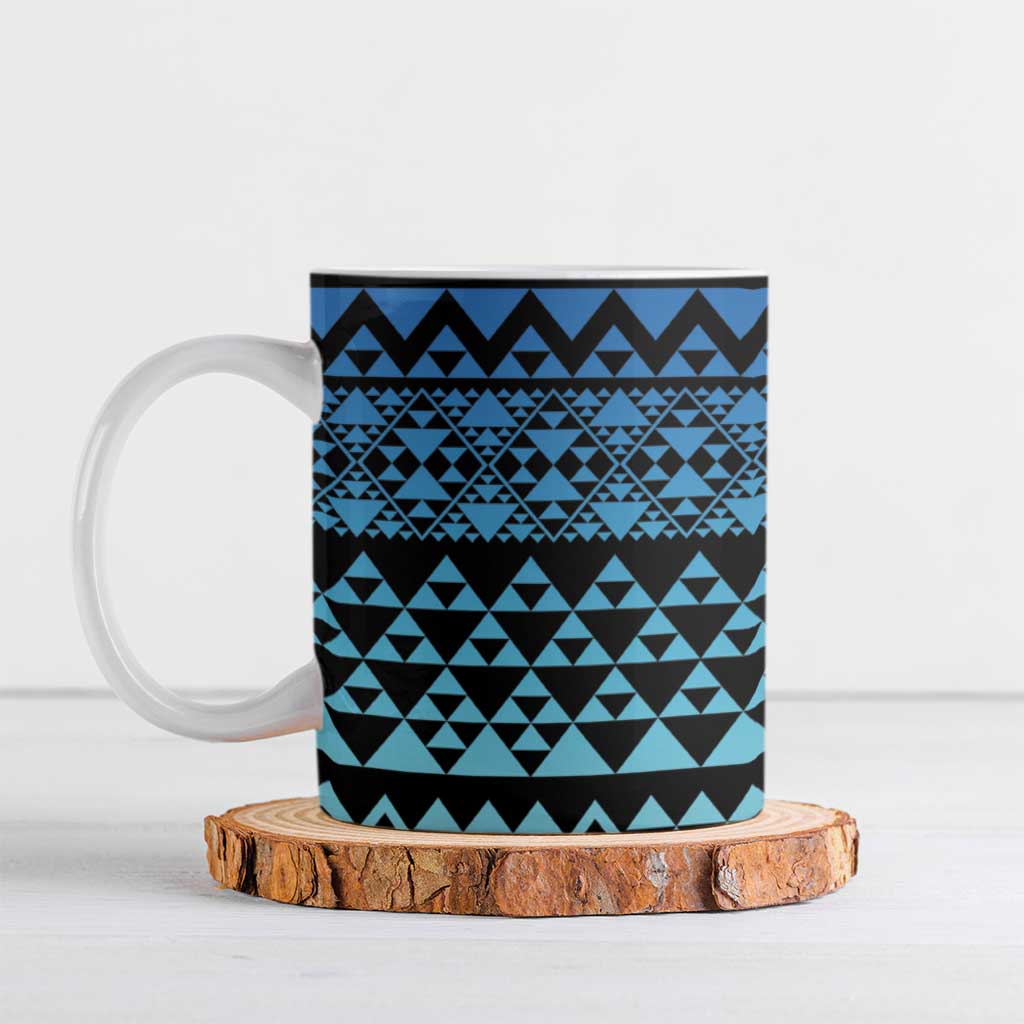 Maori Niho Taniwha Te Wheiao Ceramic Mug Moana Blue - Polynesian Pride