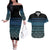 Maori Niho Taniwha Te Wheiao Couples Matching Off The Shoulder Long Sleeve Dress and Hawaiian Shirt Moana Blue - Polynesian Pride