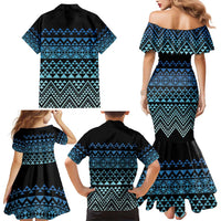 Maori Niho Taniwha Te Wheiao Family Matching Mermaid Dress and Hawaiian Shirt Moana Blue - Polynesian Pride