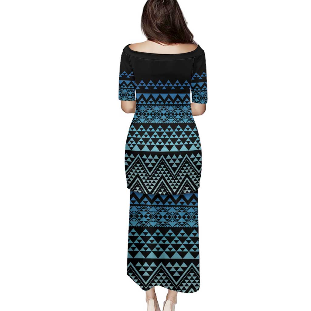 Maori Niho Taniwha Te Wheiao Family Matching Puletasi and Hawaiian Shirt Moana Blue - Polynesian Pride