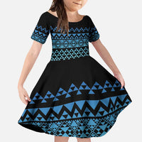 Maori Niho Taniwha Te Wheiao Family Matching Summer Maxi Dress and Hawaiian Shirt Moana Blue - Polynesian Pride